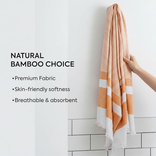 HABER 100% Bamboo Bath Towel (150 x 75 cm) – Ultra-Absorbent, 3X Softer Than Cotton, Quick Dry & Lightweight Large Eco-Friendly Towel for Bath, Gym & Travel – Tangerine Pack of 1 - Image 5