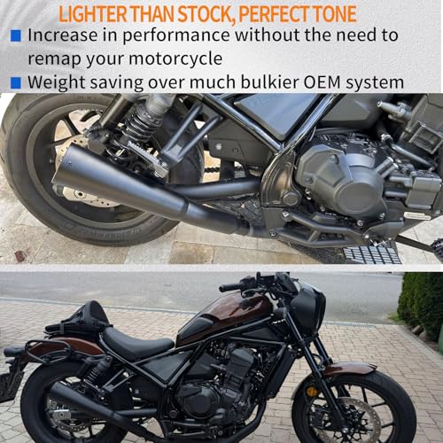 Midimttop Motorcycle Stainless Steel Full Complete System Exhaust Muffler Pipe Header & Mid Pipe & Tail Muffler Compatible with Ho-n&da Rebel CMX 1100 CMX1100 2021 2022 2023 2024 (With Silencer) - Image 4