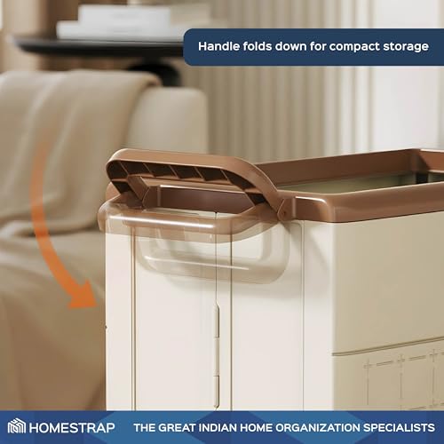 Homestrap Heavy-Duty Rolling Basket | Foldable Storage Basket with Wheels | Large Plastic Laundry Bin with Handles | Multipurpose Storage Organizer for Toys, Clothes, Sports, Yoga mats & More - Image 3