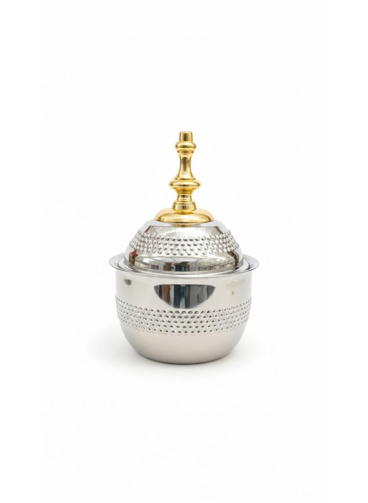 Lily Hot Pot Heavy-Gauge Stainless Steel Casserole – Insulated Food Warmer with Gold-Accented Dome Lid - Image 1