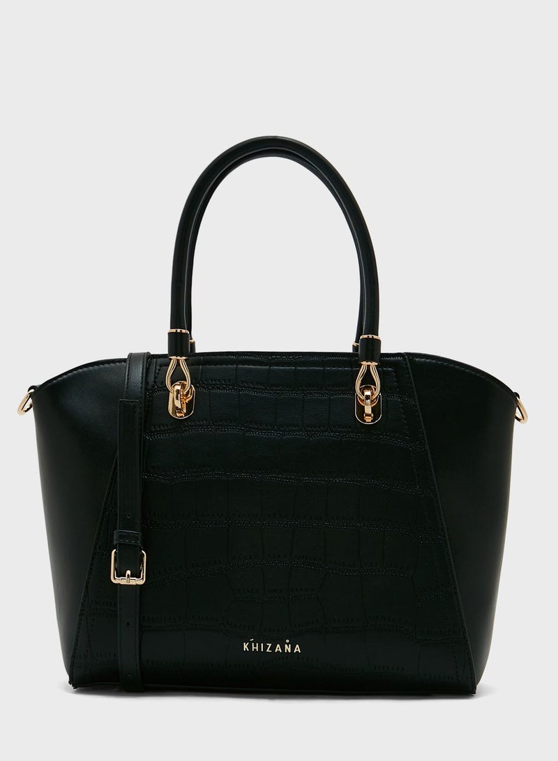 Khizana Croc Effect Panel Tote Bag - Image 1