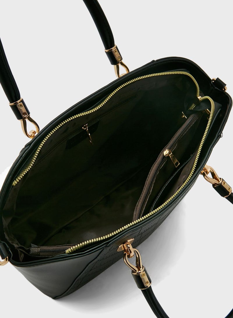 Khizana Croc Effect Panel Tote Bag - Image 5