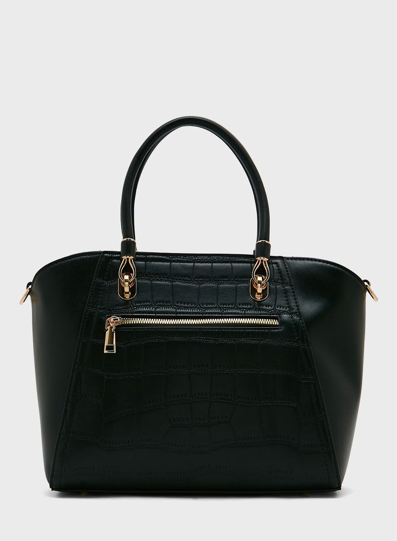 Khizana Croc Effect Panel Tote Bag - Image 2