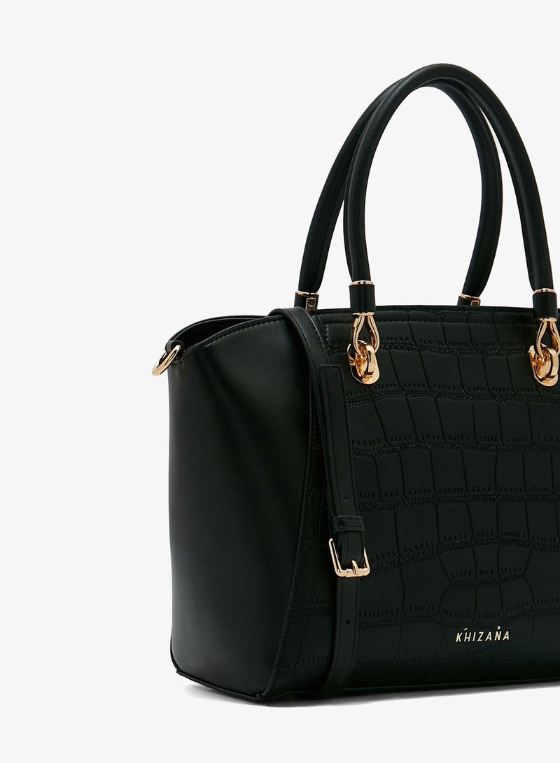 Khizana Croc Effect Panel Tote Bag - Image 3