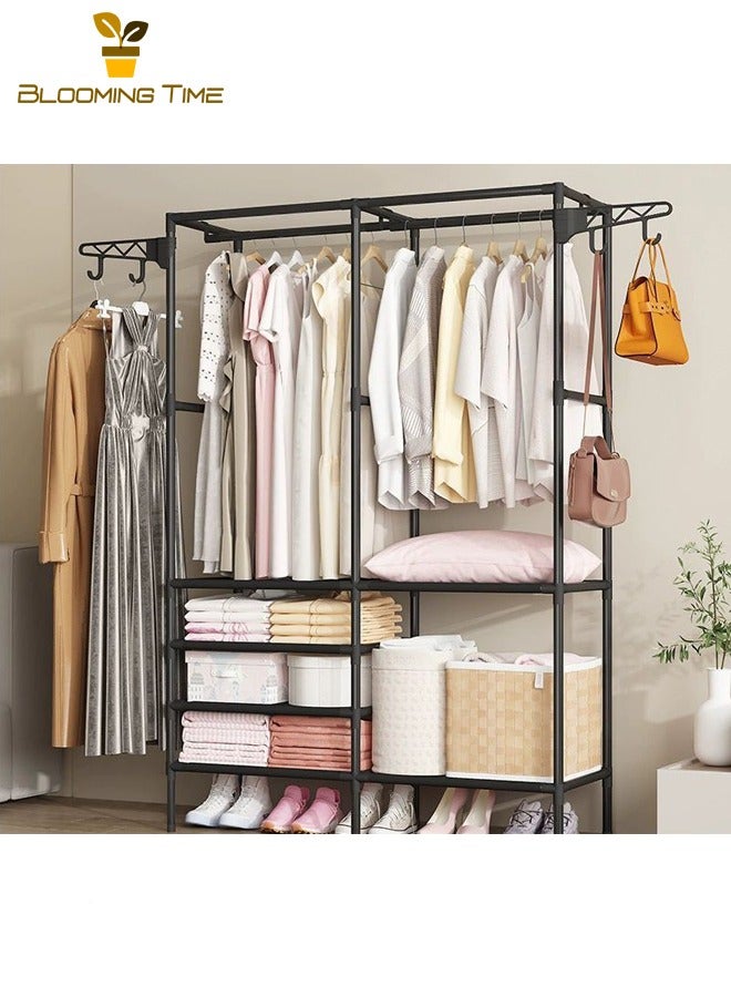 بلومنغ تايم شماعات بسيطة معطف الرف المنزلية الحديد المطاوع الطابق شماعات غرفة نوم صندوق تخزين ملابس الرف متعددة الوظائف معطف الرف المدخل حقيبة التخزين الرف - Image 1