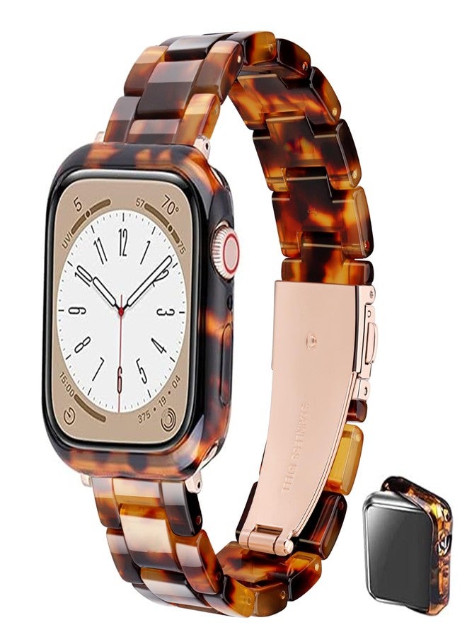 Omter Band with Case Compatible with Apple Watch 49mm 45mm 44mm 42mm 41mm 40mm 38mm, Women Men Fashion Resin Strap Bumper Compatible with iWatch Ultra 2/1 Series 9/8/7/SE/6/5/4,Series - Image 1