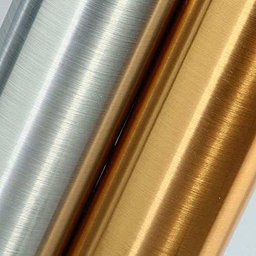 Timeet Silver Self-Adhesive Vinyl Wallpaper, 17.7x196.85 inches, Waterproof, Stain Resistant, Modern Metal Look, DIY Kitchen Cabinet Decor, Peel and Stick, 24.2 sq.ft/Roll - Image 4