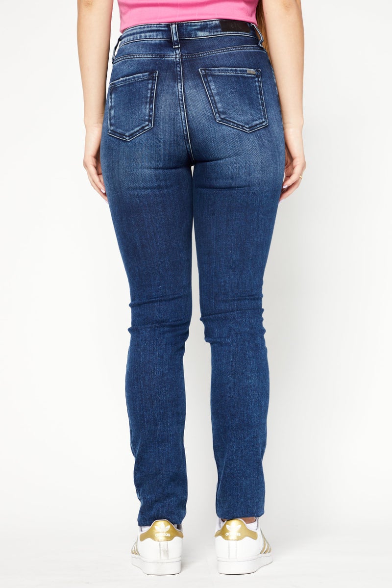 armani AX Armani Exchange Women Super Skinny Fit Dark Wash Non-Stretchable Denim, Navy - Image 3