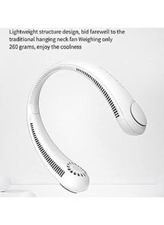 JAJEEK Portable Rechargeable Neck Fan – Hands-Free Bladeless Wearable Personal Air Cooler with 3 Adjustable Wind Speeds, USB Rechargeable, Ultra-Quiet Motor, Lightweight Design for Travel, Gym, Office, and Outdoor Use – White Neck Cooling Fan  - Image 4