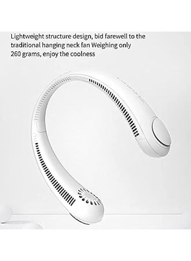 JAJEEK Portable Rechargeable Neck Fan – Hands-Free Bladeless Wearable Personal Air Cooler with 3 Adjustable Wind Speeds, USB Rechargeable, Ultra-Quiet Motor, Lightweight Design for Travel, Gym, Office, and Outdoor Use – White Neck Cooling Fan  - Image 4
