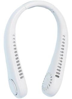 JAJEEK Portable Rechargeable Neck Fan – Hands-Free Bladeless Wearable Personal Air Cooler with 3 Adjustable Wind Speeds, USB Rechargeable, Ultra-Quiet Motor, Lightweight Design for Travel, Gym, Office, and Outdoor Use – White Neck Cooling Fan  - Image 1