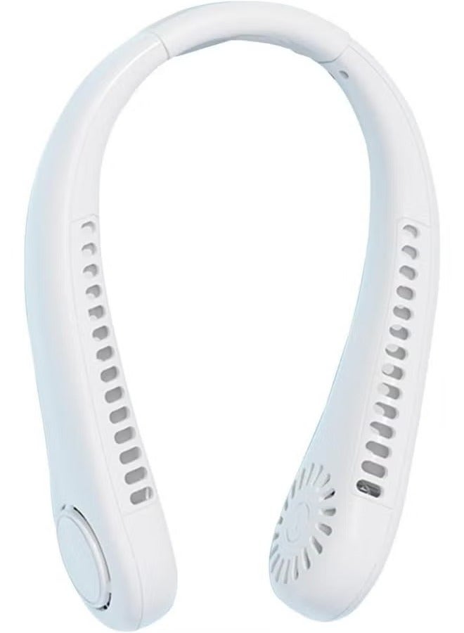 JAJEEK Portable Rechargeable Neck Fan – Hands-Free Bladeless Wearable Personal Air Cooler with 3 Adjustable Wind Speeds, USB Rechargeable, Ultra-Quiet Motor, Lightweight Design for Travel, Gym, Office, and Outdoor Use – White Neck Cooling Fan  - Image 1