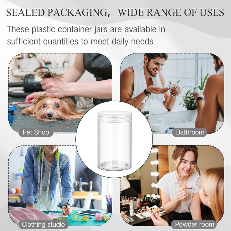 Patelai 4 Pieces Round Wide-mouth Leak Proof Plastic Container Jars with Lids for Travel Storage Makeup Beauty Products Face Creams Oils Salves Ointments DIY Making(12 Ounce,Clear) - Image 4