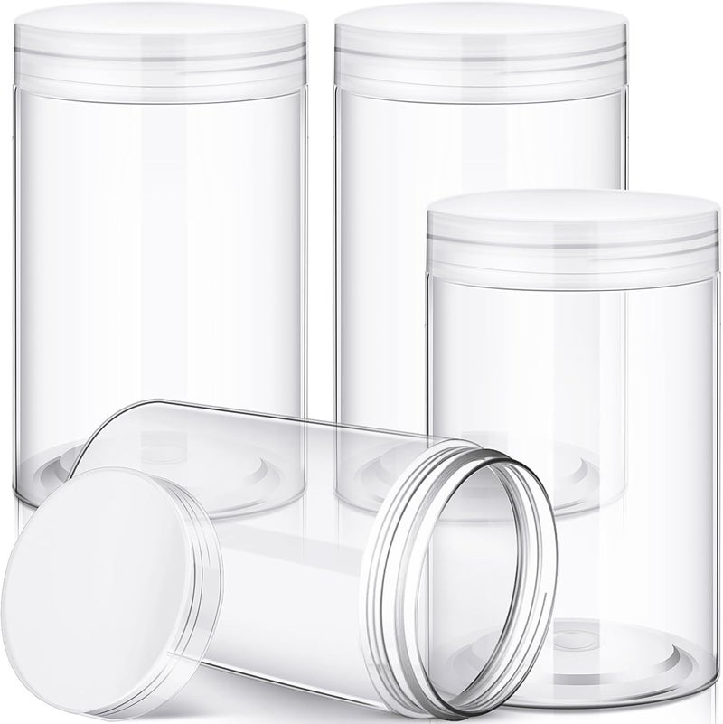 Patelai 4 Pieces Round Wide-mouth Leak Proof Plastic Container Jars with Lids for Travel Storage Makeup Beauty Products Face Creams Oils Salves Ointments DIY Making(12 Ounce,Clear) - Image 1