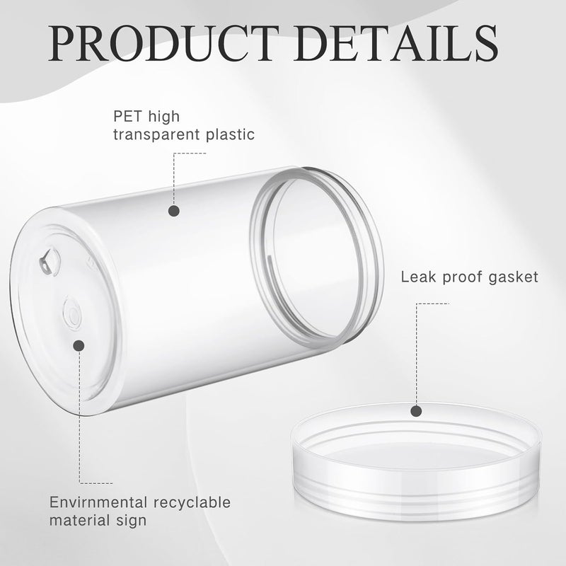 Patelai 4 Pieces Round Wide-mouth Leak Proof Plastic Container Jars with Lids for Travel Storage Makeup Beauty Products Face Creams Oils Salves Ointments DIY Making(12 Ounce,Clear) - Image 3