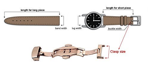RECHERE 22mm Stainless Steel Push Button Deployment Clasp for Leather Watch Band Strap Rose Gold - Image 4