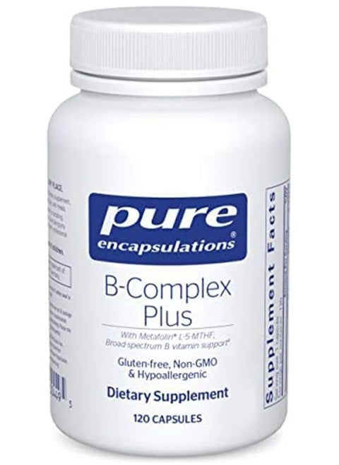 B-Complex Plus - B Vitamins Supplement to Support Neurological Health, Cardiovascular Health, Energy Levels, Nervous System Support, and More* - With Vitamin B12 and More - 120 Cap