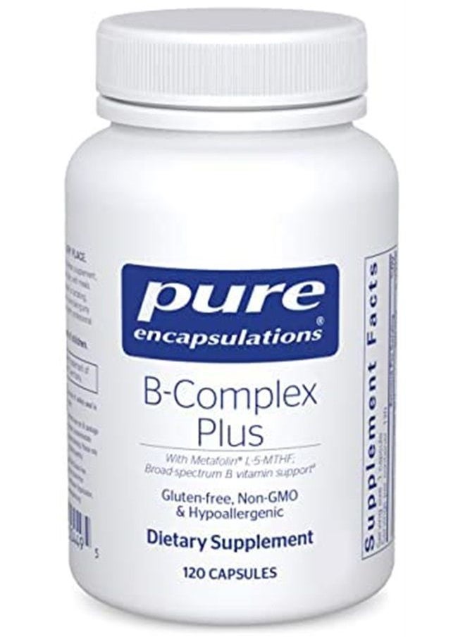 Pure Encapsulations - B-Complex Plus - B Vitamins Supplement to Support Neurological Health, Cardiovascular Health, Energy Levels, Nervous System Support, and More* - With Vitamin B12 and More - 120 Cap - Image 1