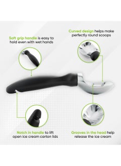 sokany Ice Cream Scoop Stainless Steel with Comfortable Handle, Ice Cream Scooper Heavy Duty, Ice Cream Spade Great for Spooning Frozen Hard Gelato and Sorbet, Cookie Dough, Melon (Black)  - Image 3