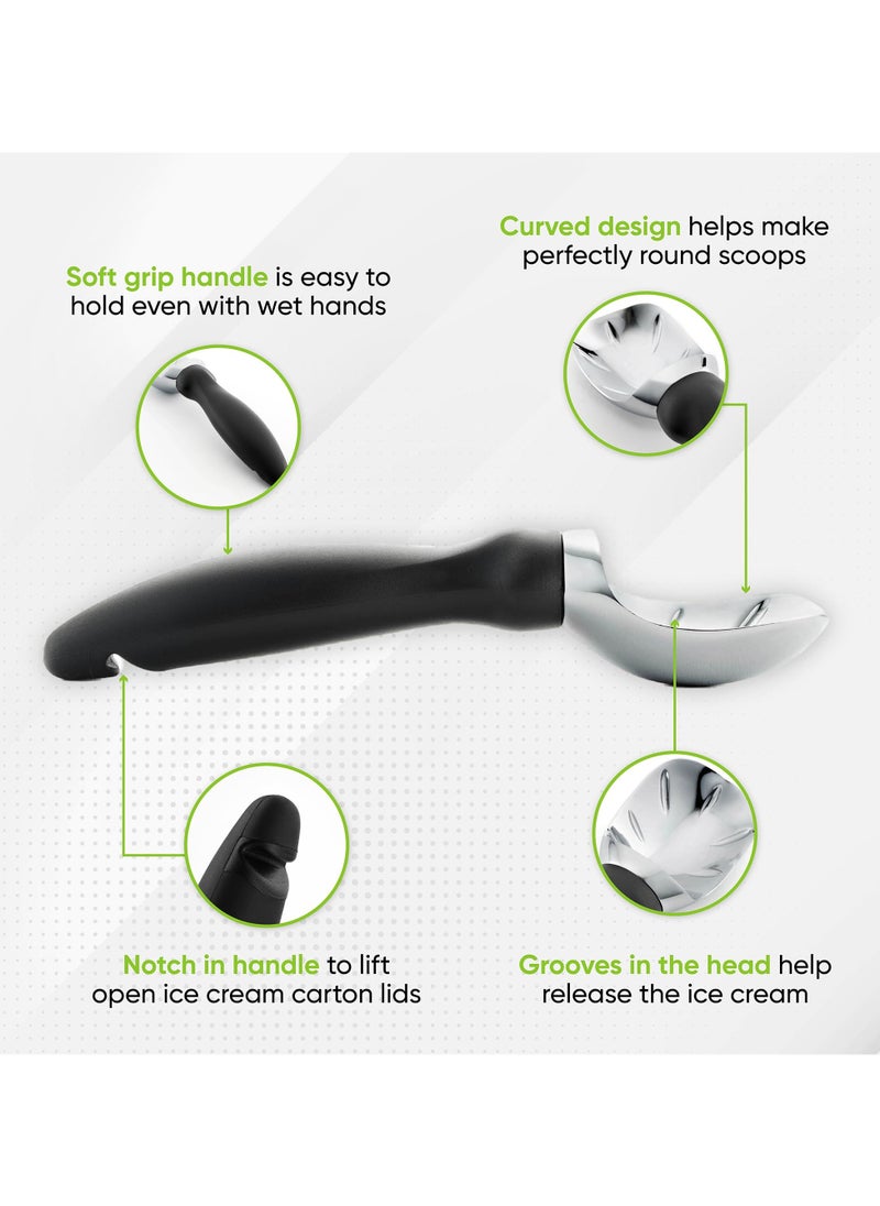 sokany Ice Cream Scoop Stainless Steel with Comfortable Handle, Ice Cream Scooper Heavy Duty, Ice Cream Spade Great for Spooning Frozen Hard Gelato and Sorbet, Cookie Dough, Melon (Black)  - Image 3