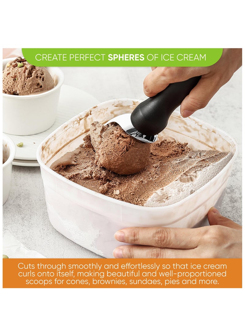 sokany Ice Cream Scoop Stainless Steel with Comfortable Handle, Ice Cream Scooper Heavy Duty, Ice Cream Spade Great for Spooning Frozen Hard Gelato and Sorbet, Cookie Dough, Melon (Black)  - Image 4