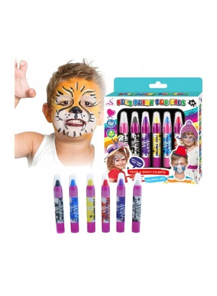 6 Colors Face Paint Crayons Kits for Kids, Washable Non-Toxic Face Painting Halloween Cosplay Makeup Body Paint Crayons for Music Festival Holiday Birthday Party Favor Gifts… - Image 5