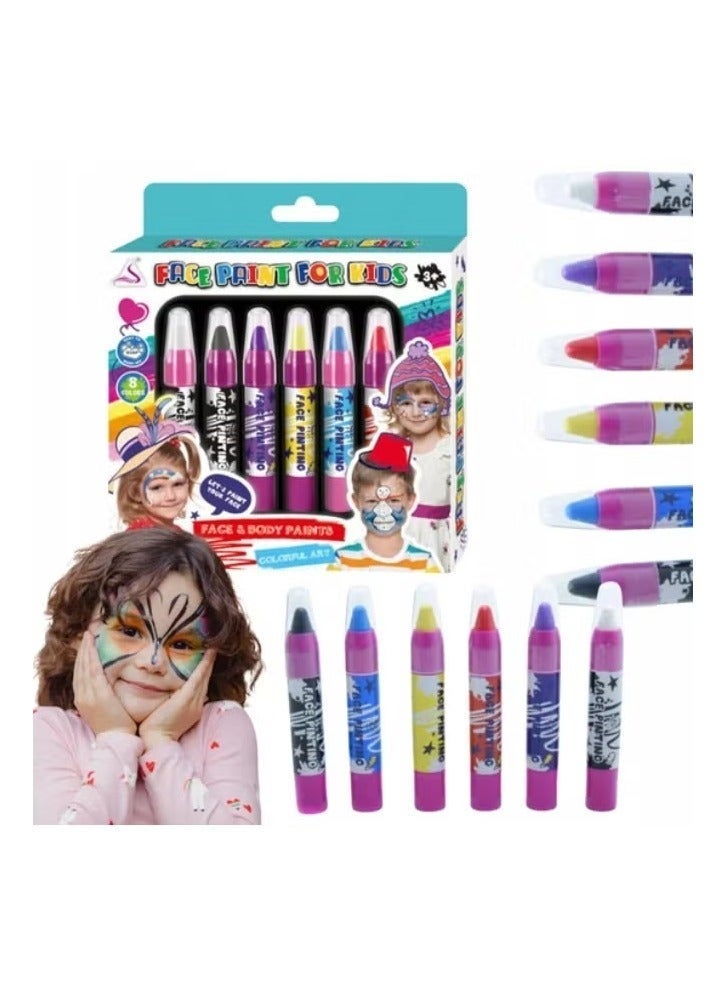 6 Colors Face Paint Crayons Kits for Kids, Washable Non-Toxic Face Painting Halloween Cosplay Makeup Body Paint Crayons for Music Festival Holiday Birthday Party Favor Gifts… - Image 4