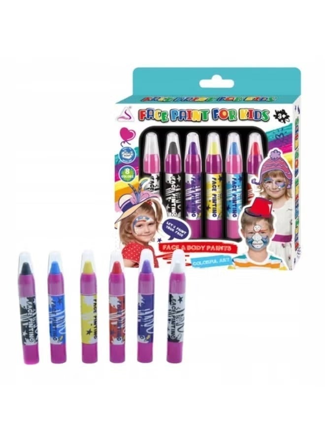6 Colors Face Paint Crayons Kits for Kids, Washable Non-Toxic Face Painting Halloween Cosplay Makeup Body Paint Crayons for Music Festival Holiday Birthday Party Favor Gifts… - Image 2
