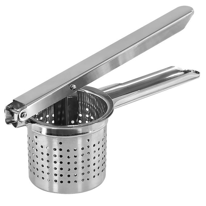 STAINLESS STEEL POTATO RICER MASHER FRUIT PRESS VEGETABLE CRUSHER BABY FOOD MASHER PUREE MAKER FOR SMOOTH MASH DISHWASHER SAFE KITCHEN ACCESSORIES EASY GADGETS TOOLS FOR COOKING