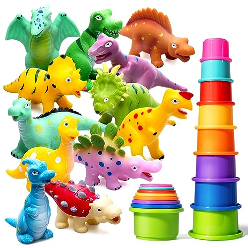 Hely Cancy No Hole Baby Dinosaur Bath Toys for Toddler, Mold Free Kids Bathtub Pool Toys (Dino+Cup) - Image 2
