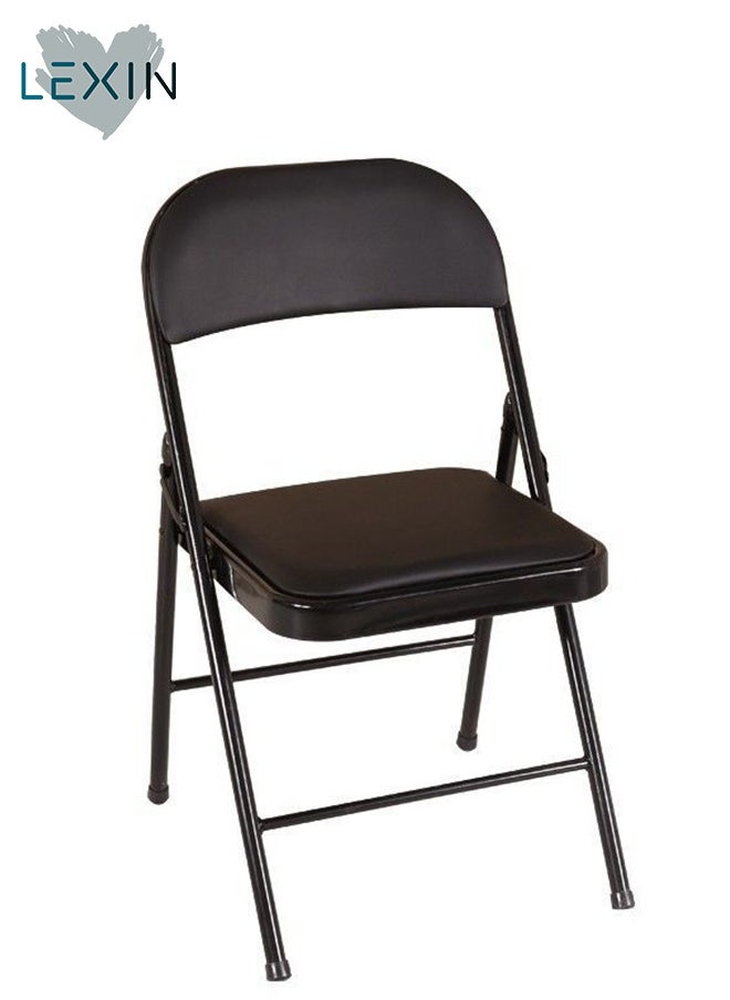 LEXIN Folding Chairs, Padded Folding Chair Portable Foldable Chairs with Metal Legs for Home Office for Indoor and Outdoor Events (Black, 1 Pack)  - Image 1