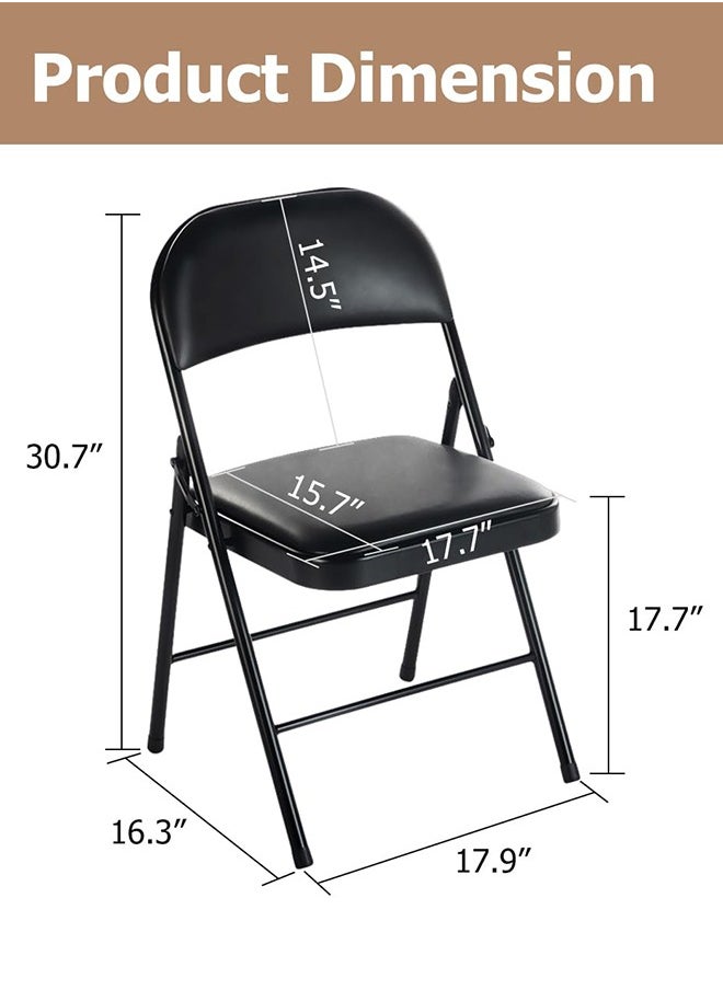 LEXIN Folding Chairs, Padded Folding Chair Portable Foldable Chairs with Metal Legs for Home Office for Indoor and Outdoor Events (Black, 1 Pack)  - Image 4