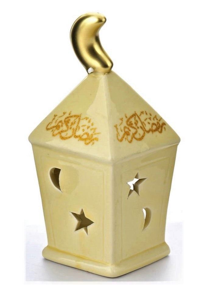 Ramadan Candle Holder Home Décor (9*8.5*19.5CM), Off-white & Gold