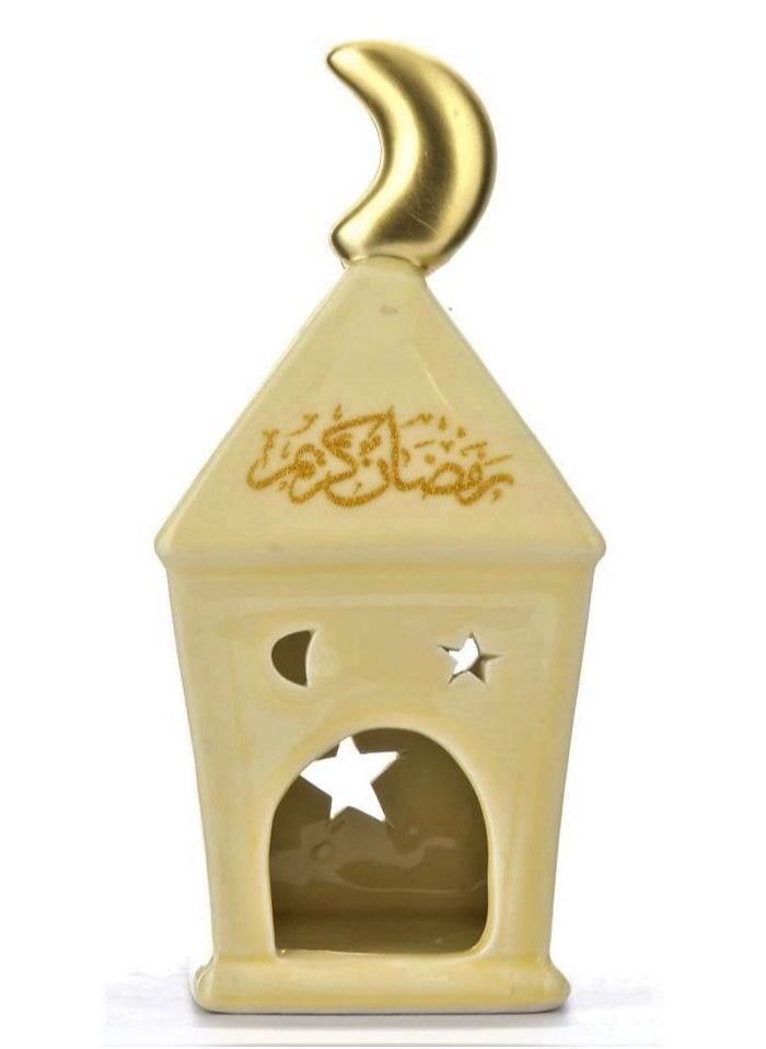Ramadan Candle Holder Home Décor (9*8.5*19.5CM), Off-white & Gold