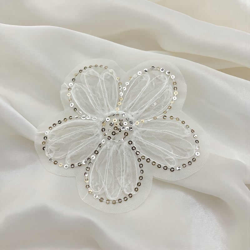 Universal Multi Material Flower Applique Works On Almost All Surfaces 13cm Black - Image 5