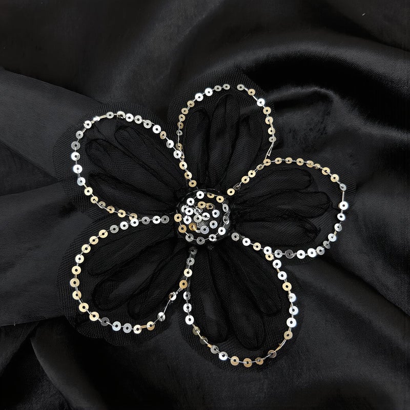 Universal Multi Material Flower Applique Works On Almost All Surfaces 13cm Black - Image 4