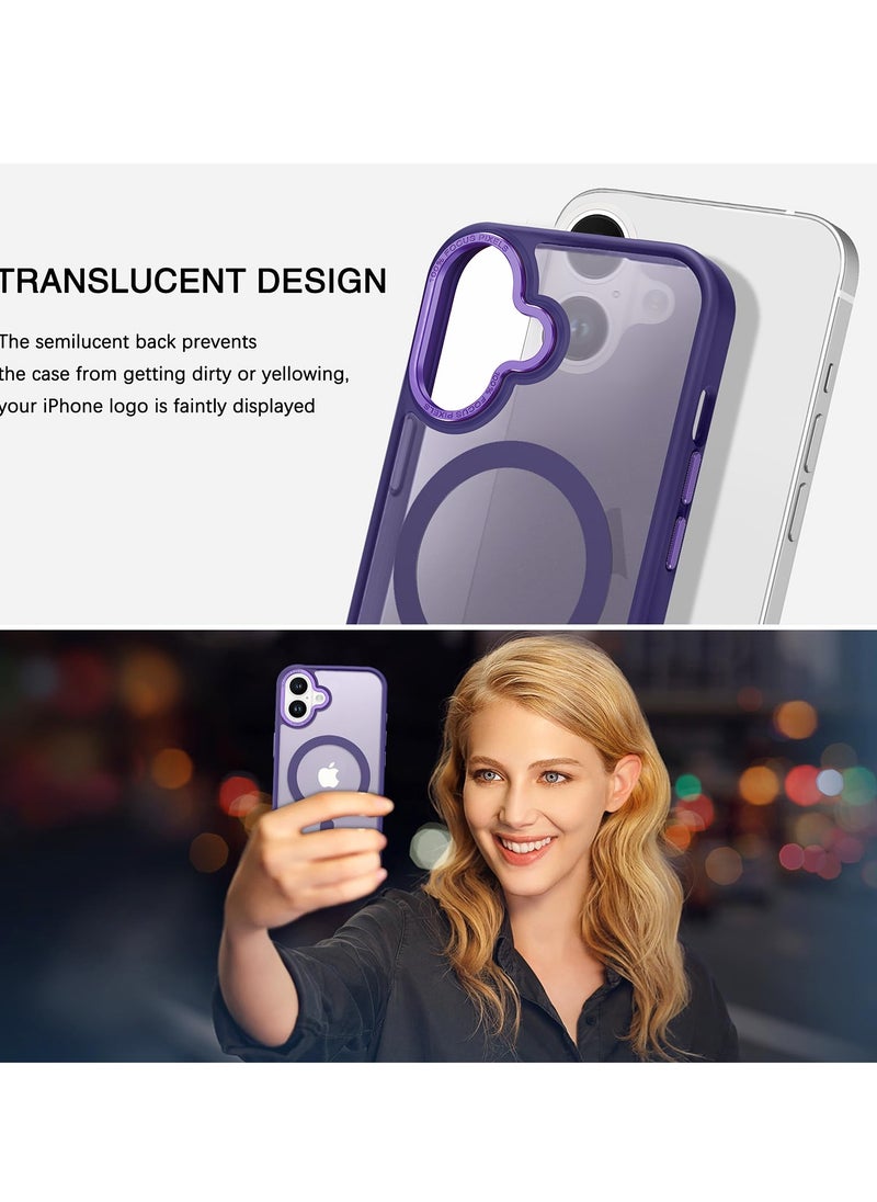 Eligo iPhone 16 MagSafe Case Magnetic Back Cover,【Full Shockproof Protection】Translucent Matte Back, Slim Phone Cover with Strong Magnet for Apple 16 (2024)(Purple)  - Image 3