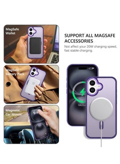 Eligo iPhone 16 MagSafe Case Magnetic Back Cover,【Full Shockproof Protection】Translucent Matte Back, Slim Phone Cover with Strong Magnet for Apple 16 (2024)(Purple)  - Image 4