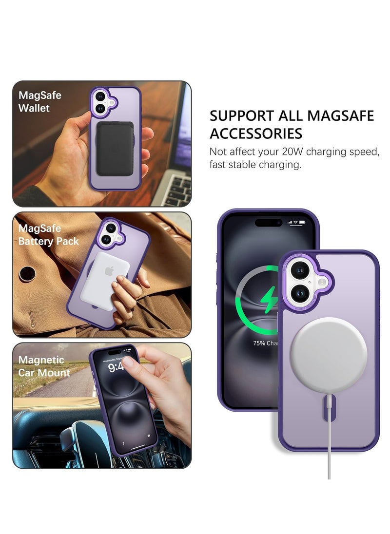 Eligo iPhone 16 MagSafe Case Magnetic Back Cover,【Full Shockproof Protection】Translucent Matte Back, Slim Phone Cover with Strong Magnet for Apple 16 (2024)(Purple)  - Image 4