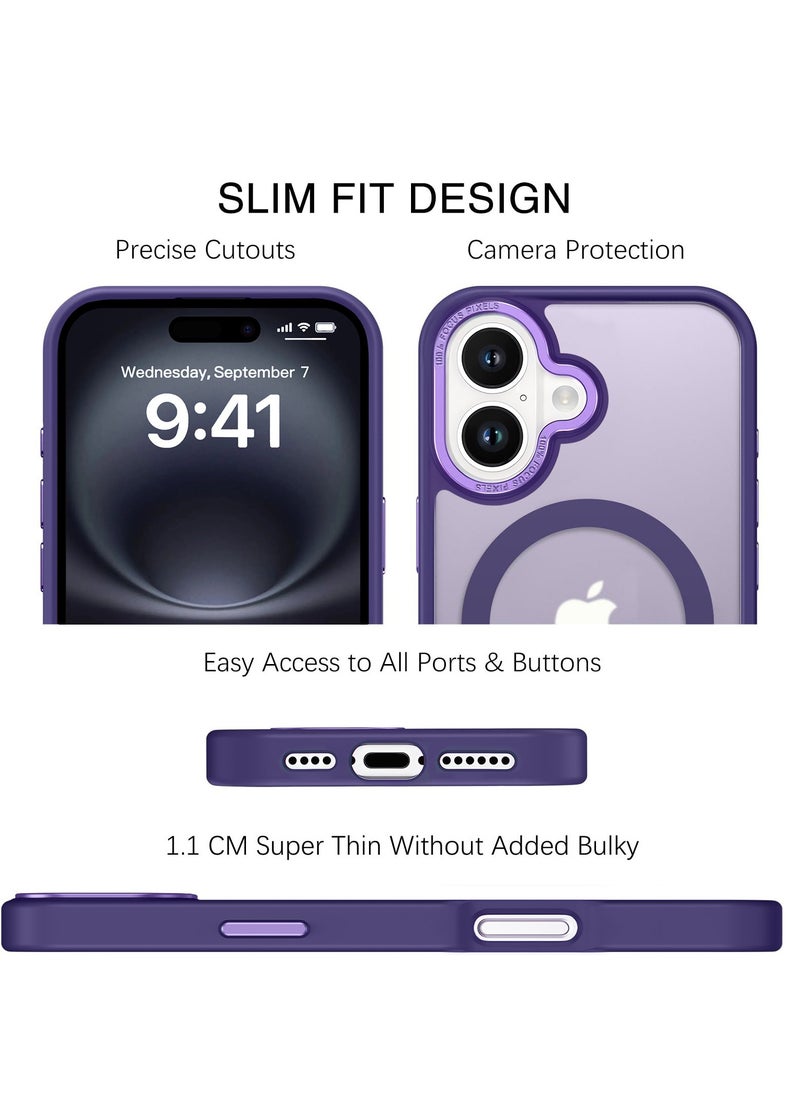 iPhone 16 MagSafe Case Magnetic Back Cover,【Full Shockproof Protection】Translucent Matte Back, Slim Phone Cover with Strong Magnet for Apple 16 (2024)(Purple) - pzsku/ZEEB1BFC5B3A1D2284973Z/45/_/1726496247/3ef3d36e-ccdf-42af-8422-c33ffa460b04