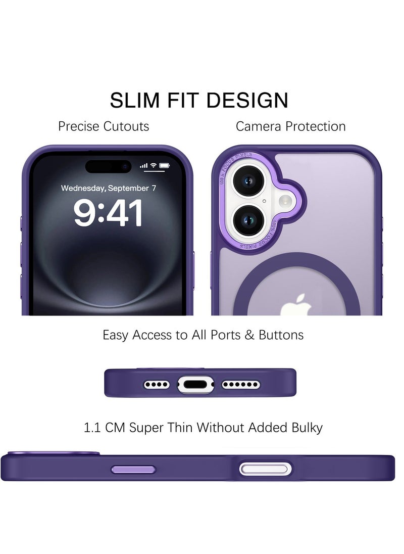 Eligo iPhone 16 MagSafe Case Magnetic Back Cover,【Full Shockproof Protection】Translucent Matte Back, Slim Phone Cover with Strong Magnet for Apple 16 (2024)(Purple)  - Image 5