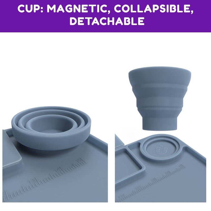 CHALKY CROWN - Silicone Art Mat with Cup for Crafts - Silicone Painting Mat - Thick Large Artist Mat with Cup & Raised Edge for Painting 17.7"x13.7" - Blue - Image 2