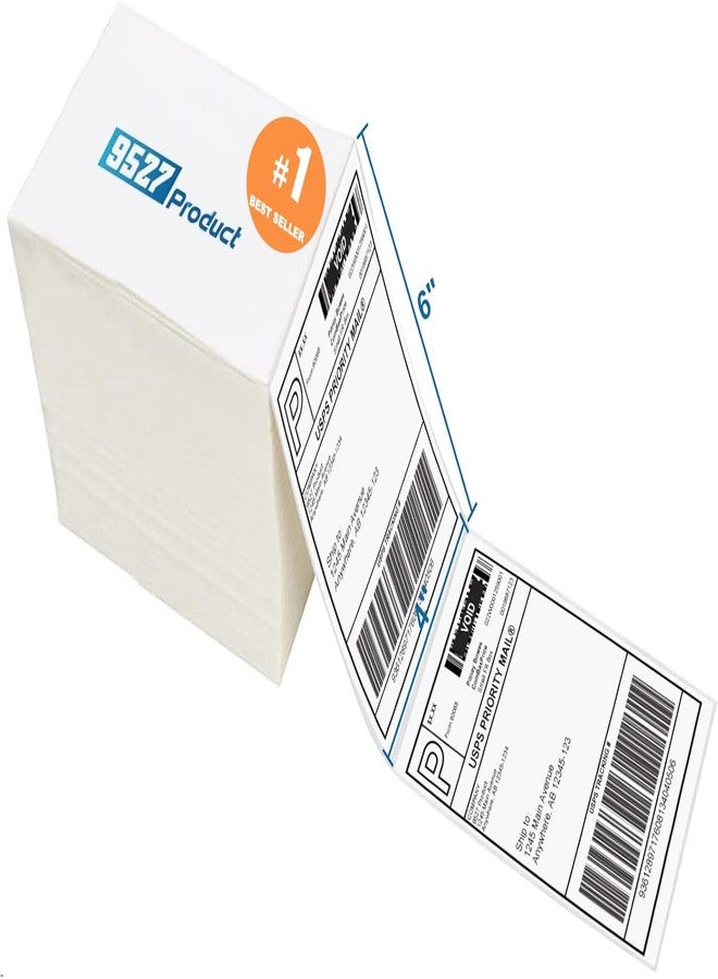 9527 برودكت ملصقات شحن حرارية مباشرة بيضاء مثقبة، مقاس 4 × 6 بوصات، 9527 ملصقًا مطويًا، 1000 ملصق لكل حزمة، حزمة واحدة - Image 1