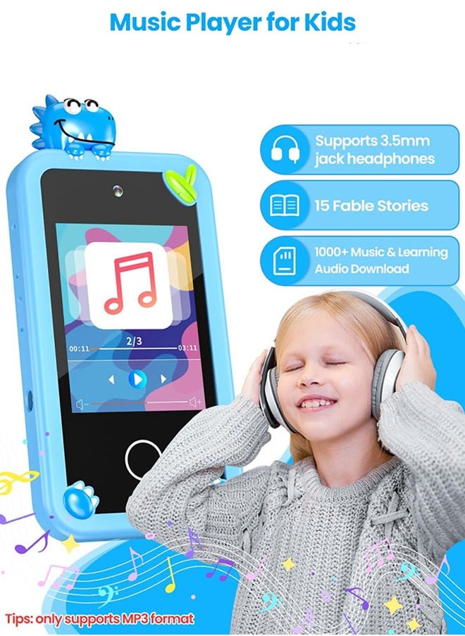Eworld Kids Smart Phone with 3D Holographic Pyramid, 2.8inch Touchscreen Learning Toy with Dual Cameras and Music Player, Perfect Christmas, eid and Birthday Gift for Ages 3-10, Blue  - Image 4
