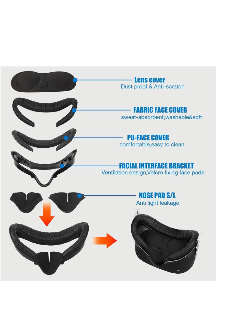 SYOSI Comfortable and Stretchy VR Facial Vent Soft Interface Bracket with Anti Leakage Light PU Leather Foam Face Replacement Pads Custom Comfort 6 in 1 Accessories for Oculus Quest 2  - Image 3