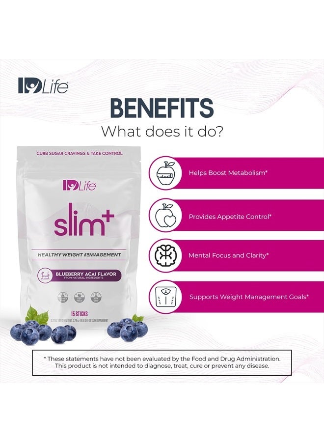 IDLife سليم+ - مكمل إدارة الوزن - سهل التحضير لذيذ بنكهة التوت الأزرق والأساي - مناسب للنباتيين والنباتيين الصرف، التركيز والوضوح - 15 عود في الكيس - Image 4