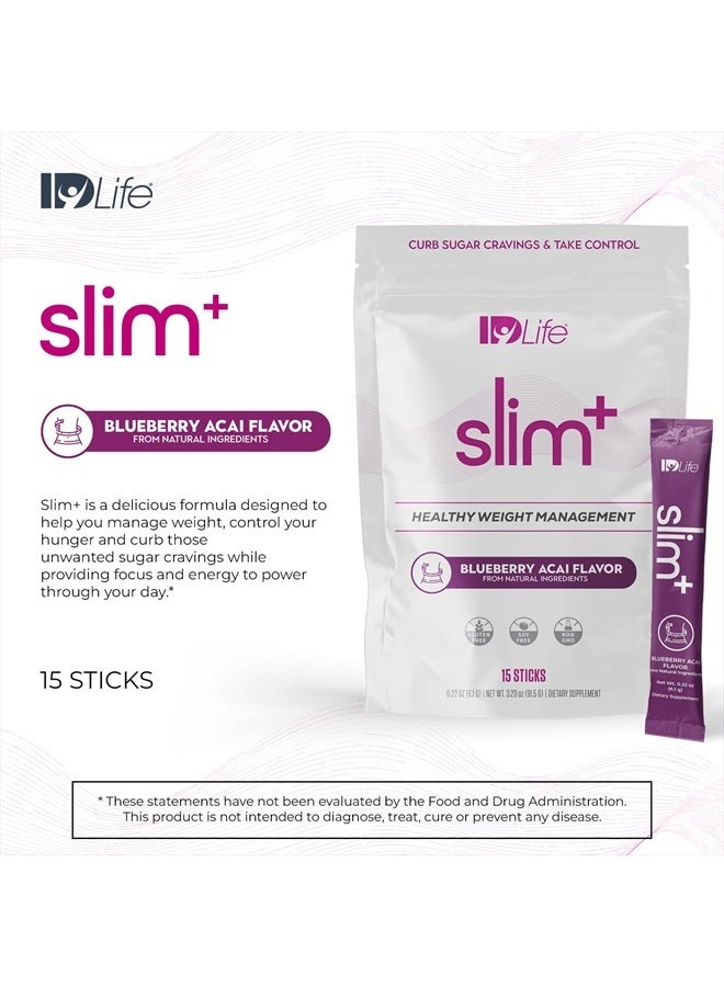 IDLife سليم+ - مكمل إدارة الوزن - سهل التحضير لذيذ بنكهة التوت الأزرق والأساي - مناسب للنباتيين والنباتيين الصرف، التركيز والوضوح - 15 عود في الكيس - Image 3