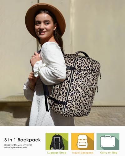 Capolo Travel Backpack for Women Men Waterproof Laptop Backpack Airlines Approved Carry On Backpack Bag Computer Bookbag for Business, Work, Traveling Fits 17 Inch Laptop(Leopard) - Image 2