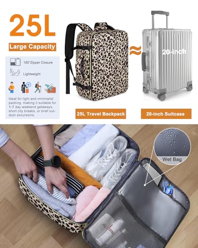 Capolo Travel Backpack for Women Men Waterproof Laptop Backpack Airlines Approved Carry On Backpack Bag Computer Bookbag for Business, Work, Traveling Fits 17 Inch Laptop(Leopard) - Image 4