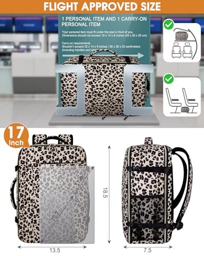 Capolo Travel Backpack for Women Men Waterproof Laptop Backpack Airlines Approved Carry On Backpack Bag Computer Bookbag for Business, Work, Traveling Fits 17 Inch Laptop(Leopard) - Image 5